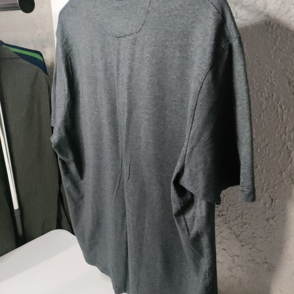 Hart Schaffner Marx Polo Shirt Mens Size XL Horizontal Stripes Gray Black - Picture 7 of 9